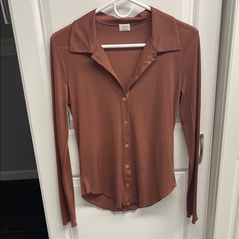 Aritzia Semi-Sheer Button-Down Shirt